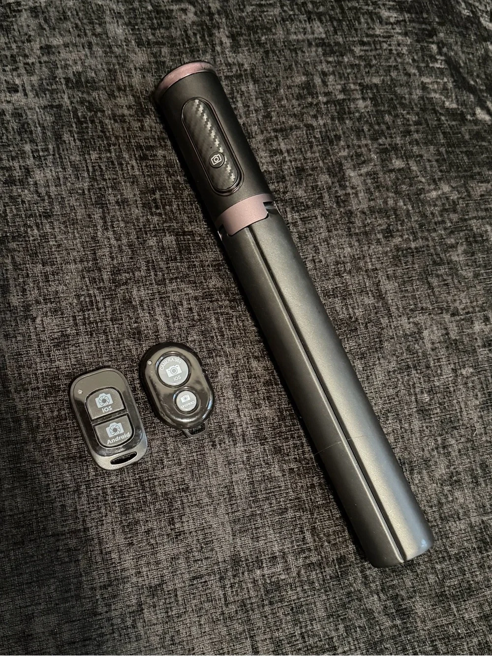 Selfie stick tripod and remotes